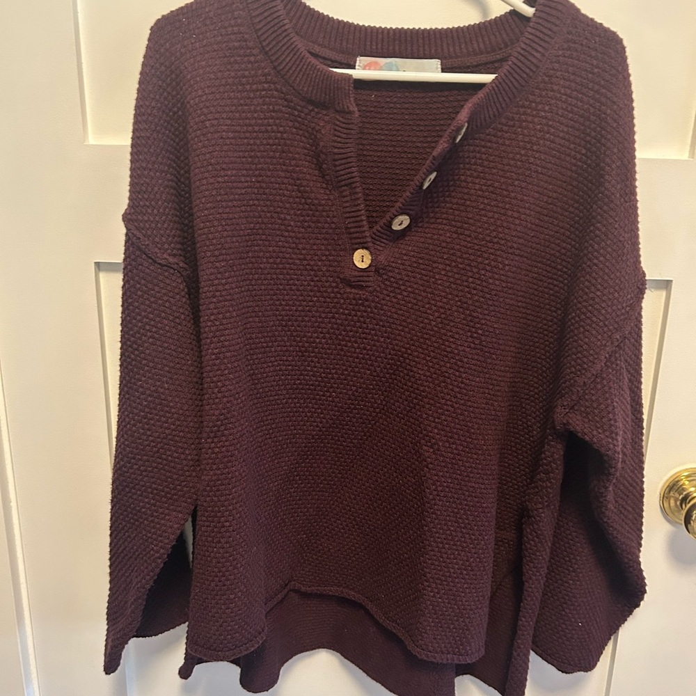 Free People Burgundy Knit Sweater set